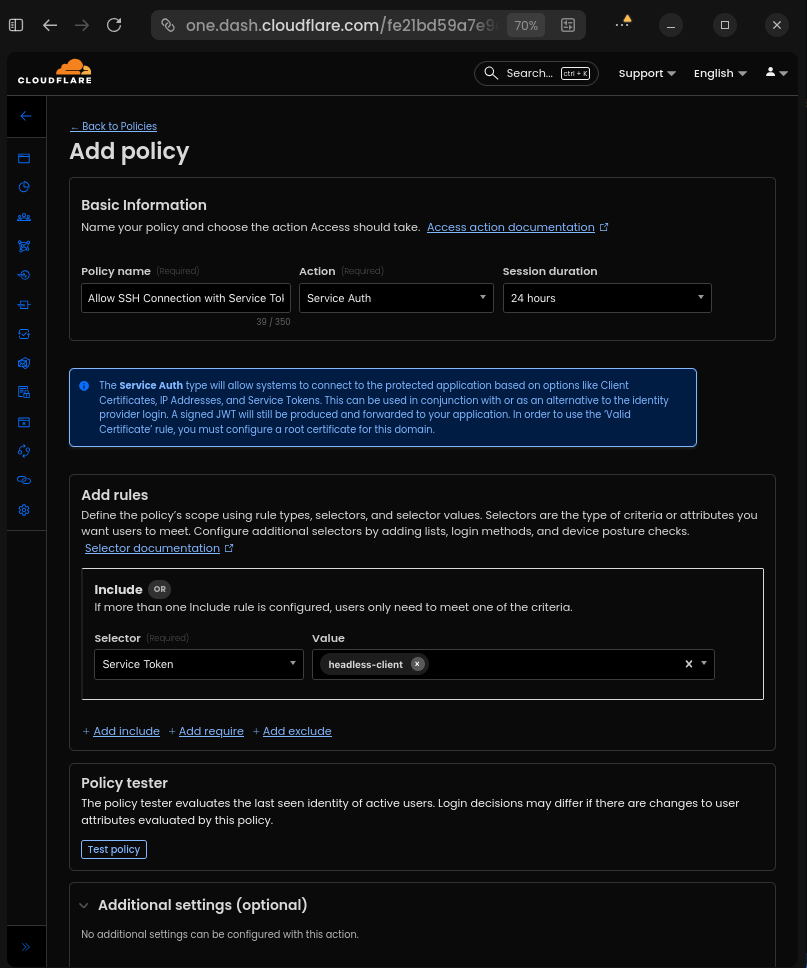 Policy Service Token