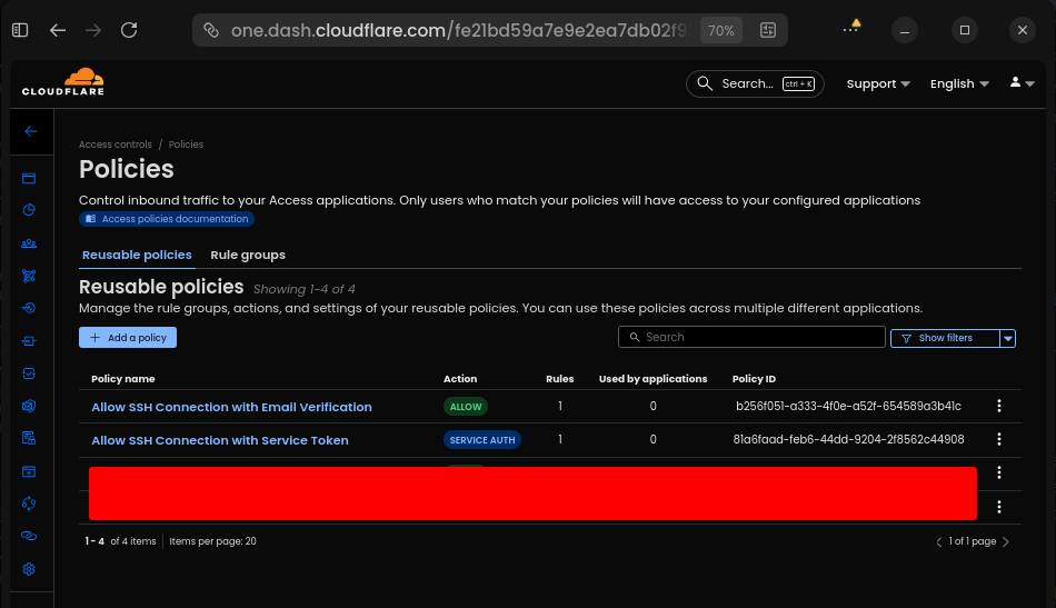 Reusable Policies List