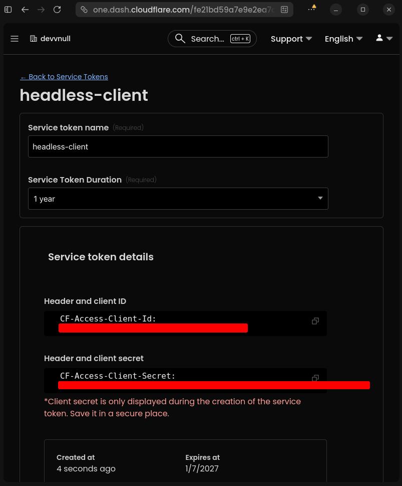 Service Token Generated