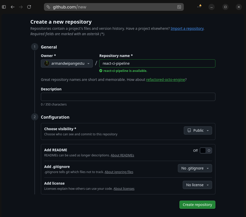 GitHub Create Repository