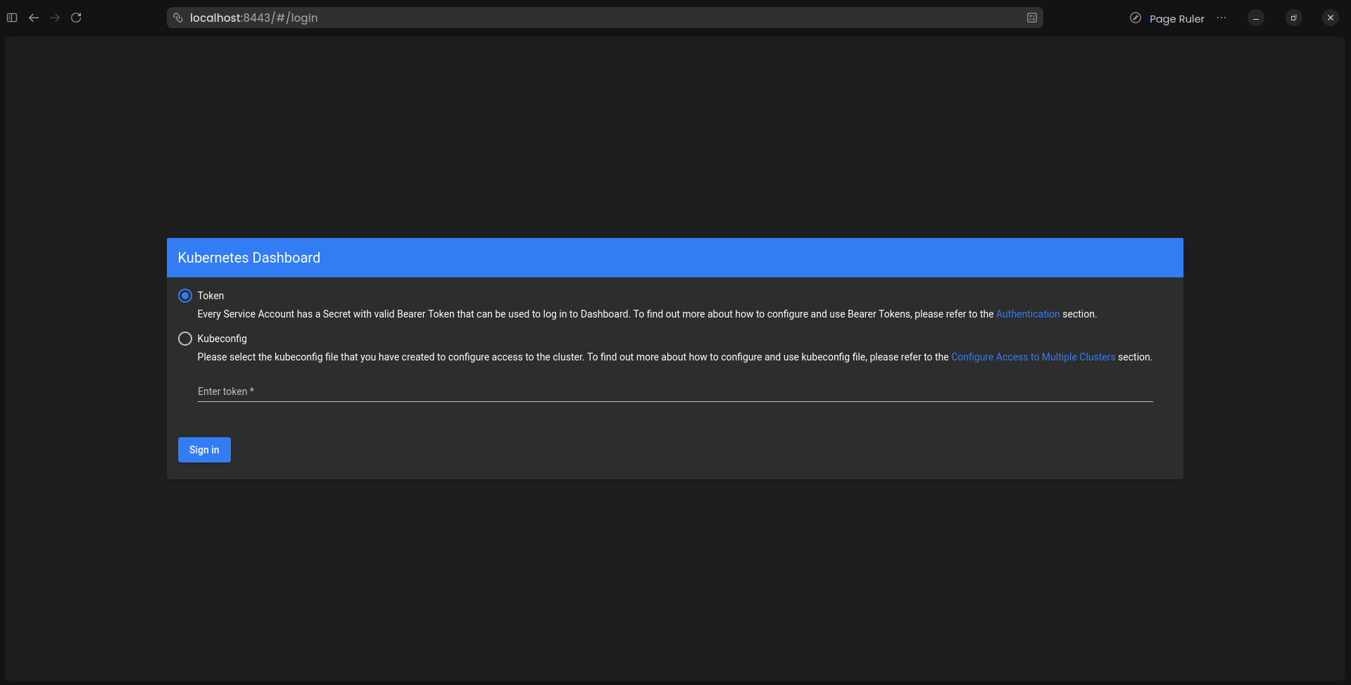 Kubernetes Dashboard Login