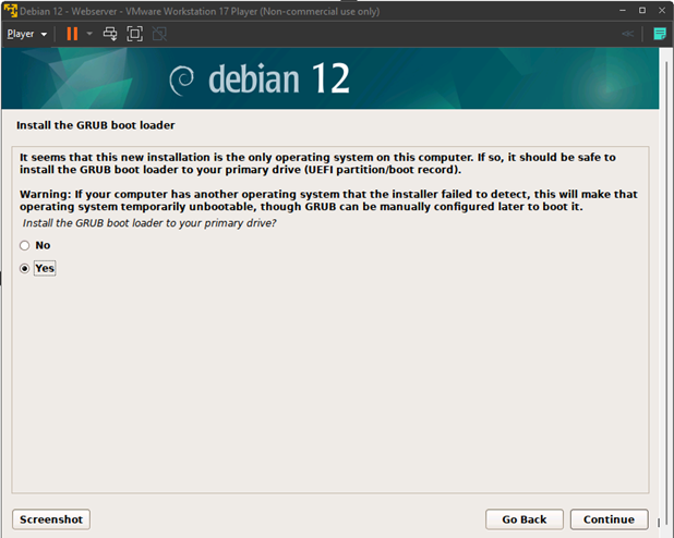 Install the GRUB boot loader